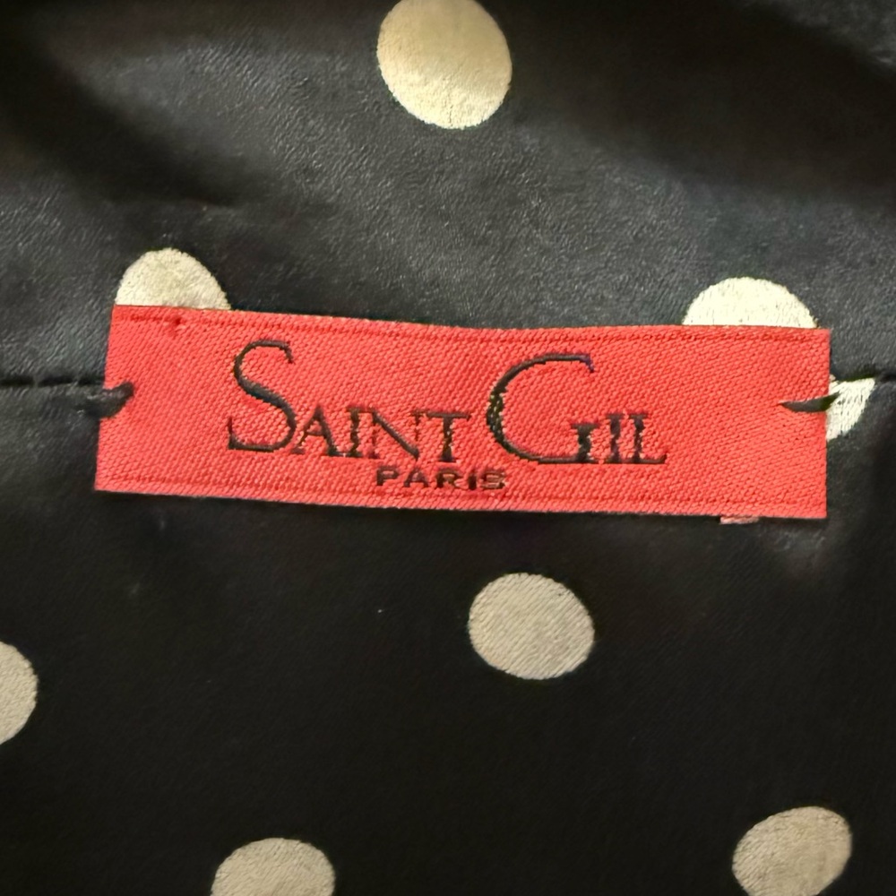 Saint Gil Paris Reversible Duster Coat Red Black Polka Dot Art Teacher Jacket - Picture 3 of 9